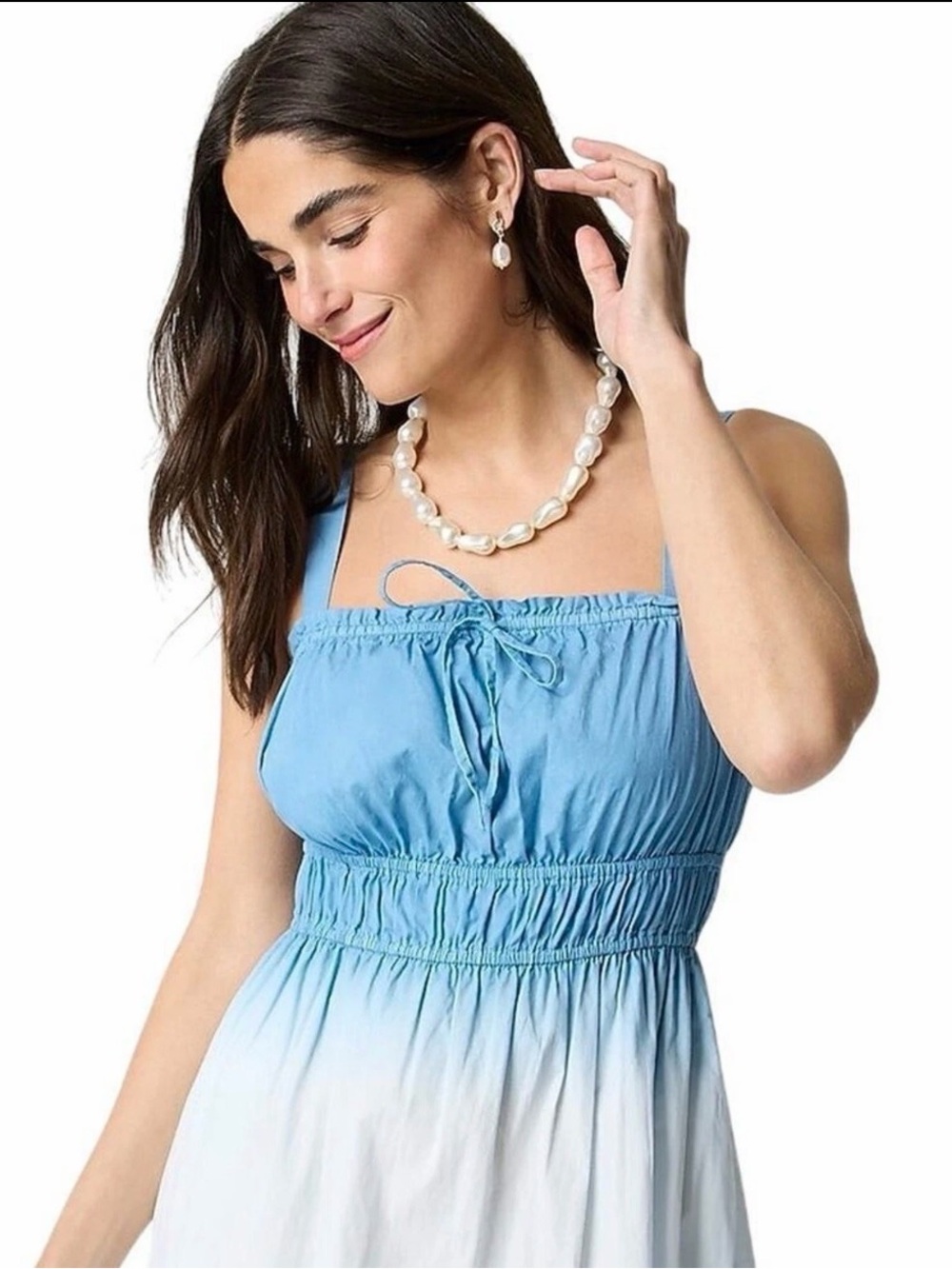 J. Crew Blue Ombre Smocked Midi Dress